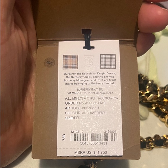 Burberry Tan and Black Crossbody Bag with Gold Chain - Picture 6 of 6